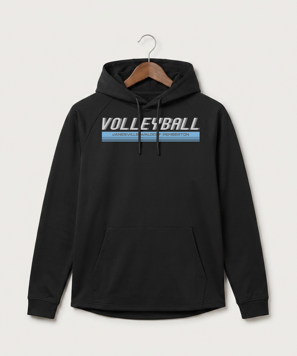 Janesville Waldorf Pemberton Volleyball (Girls) - Black Hoodie - Full Front