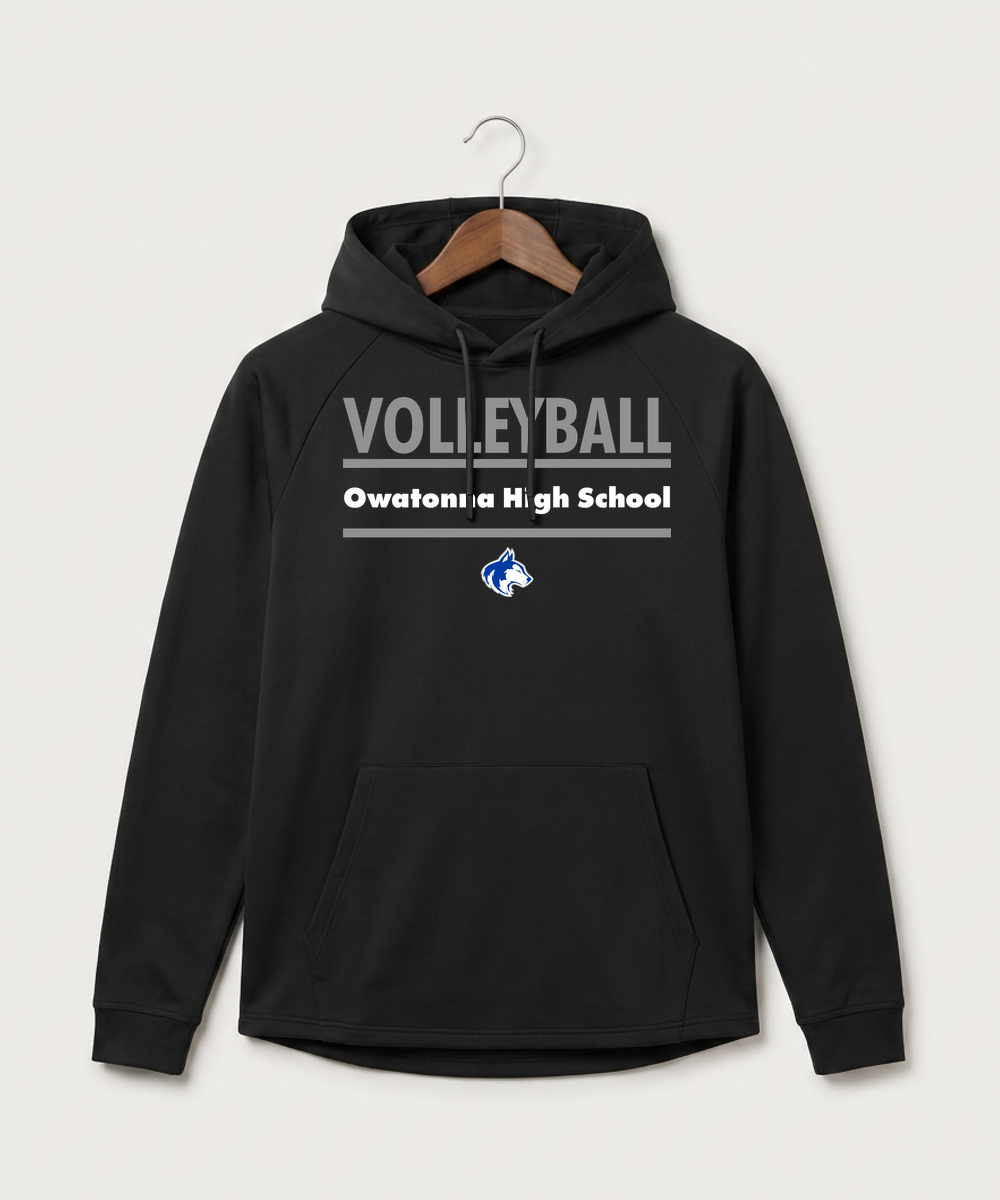 Owatonna High School Volleyball (Girls) - Black Hoodie - Full Front