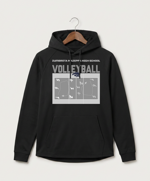Zumbrota Mazeppa High School Volleyball (Girls) - Black Hoodie - Full Front