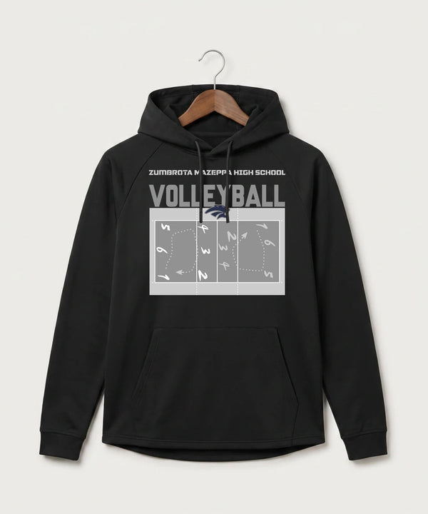 Zumbrota Mazeppa High School Volleyball (Girls) - Black Hoodie - Full Front