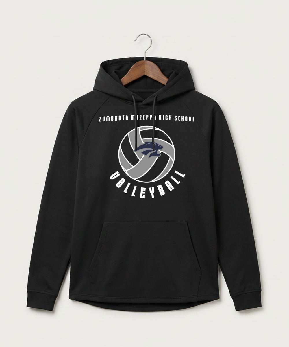 Zumbrota Mazeppa High School Volleyball (Girls) - Black Hoodie - Full Front