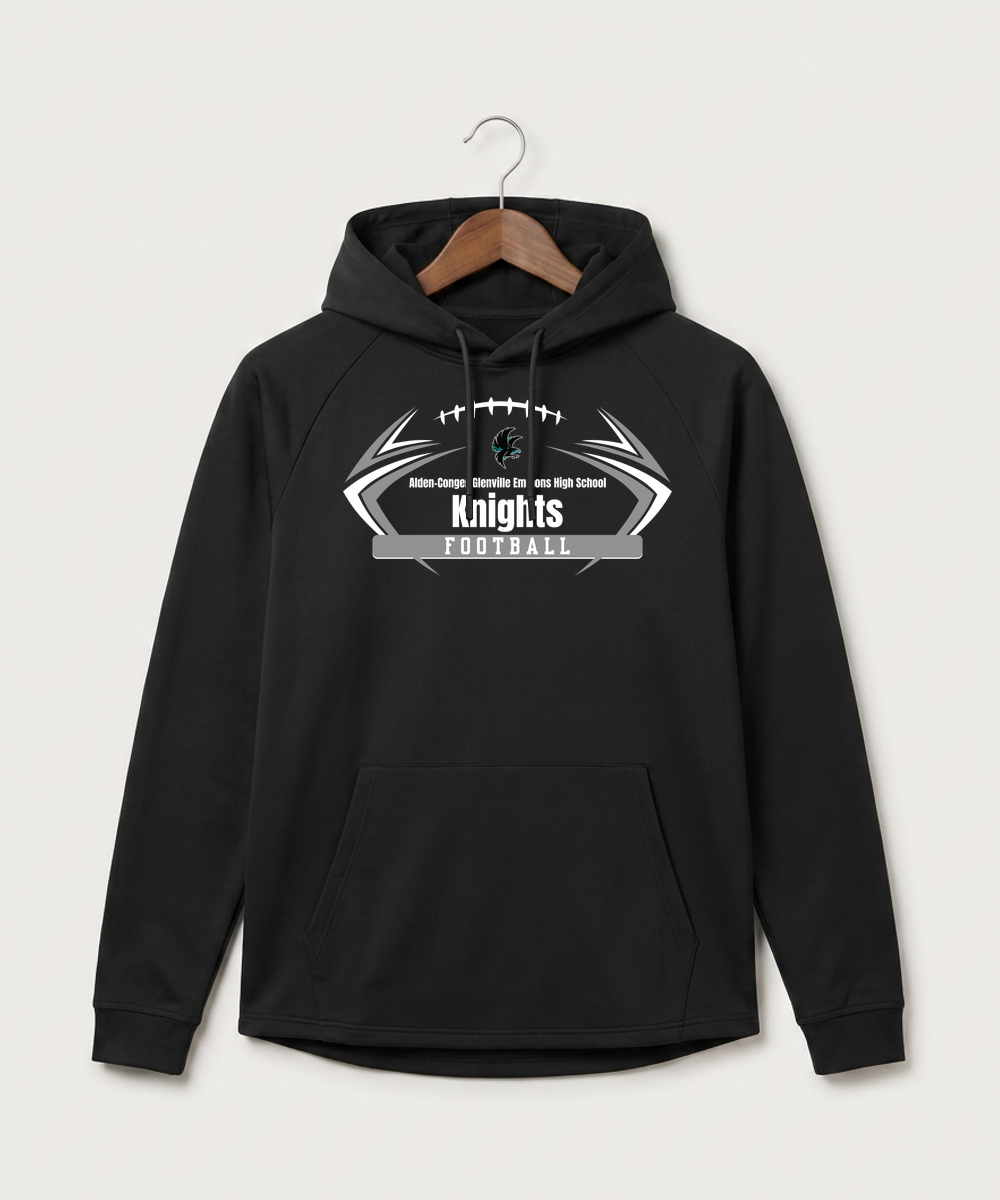 Alden-Conger-Glenville Emmons High School Football (Boys) - Black Hoodie - Full Front