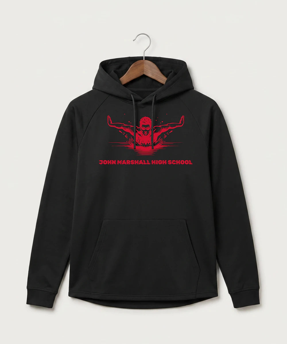 John Marshall High School Swim Dive Girls - Black Hoodie - Full Front