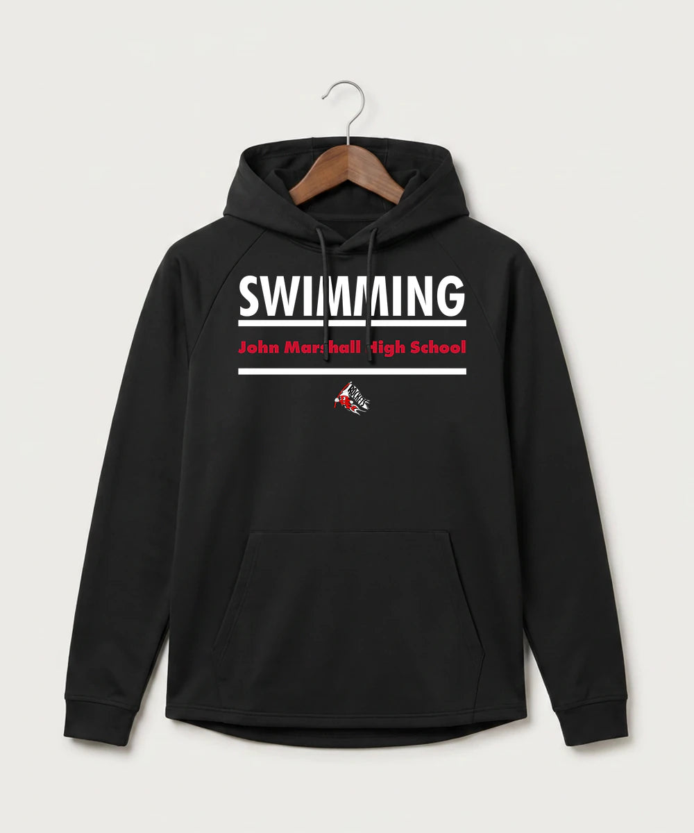 John Marshall High School Swim Dive Girls - Black Hoodie - Full Front