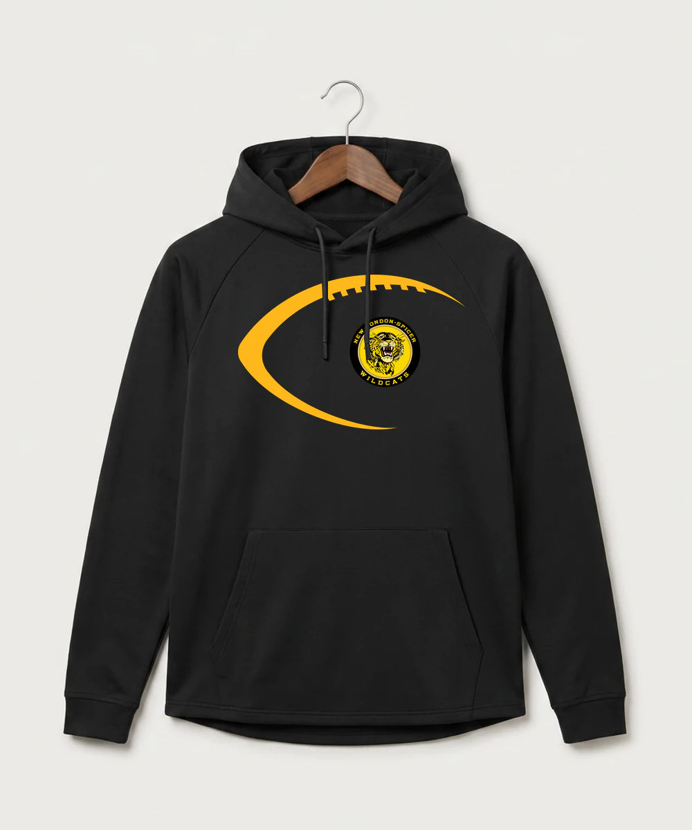 New London Spicer High School Football (Boys) - Black Hoodie - Full Front