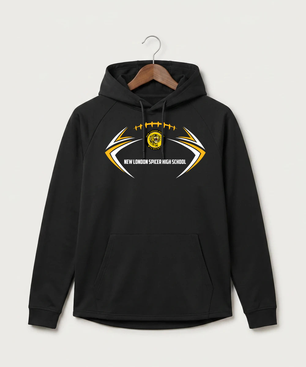New London Spicer High School Football (Boys) - Black Hoodie - Full Front