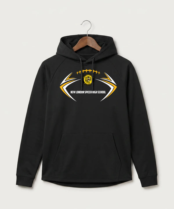 New London Spicer High School Football (Boys) - Black Hoodie - Full Front