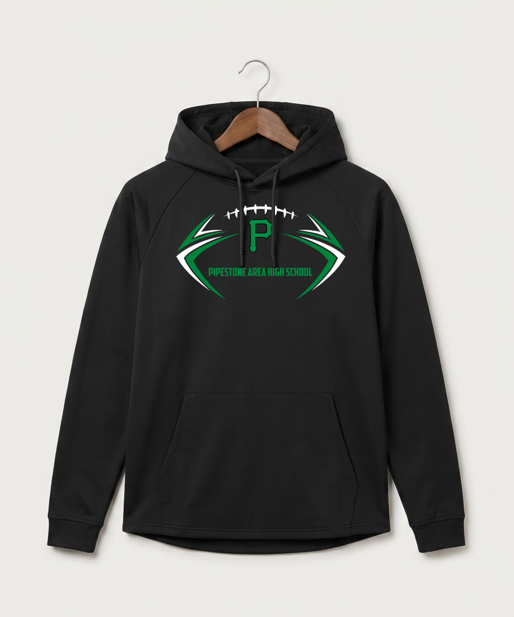 Pipestone Area High School Football (Boys) - Black Hoodie - Full Front