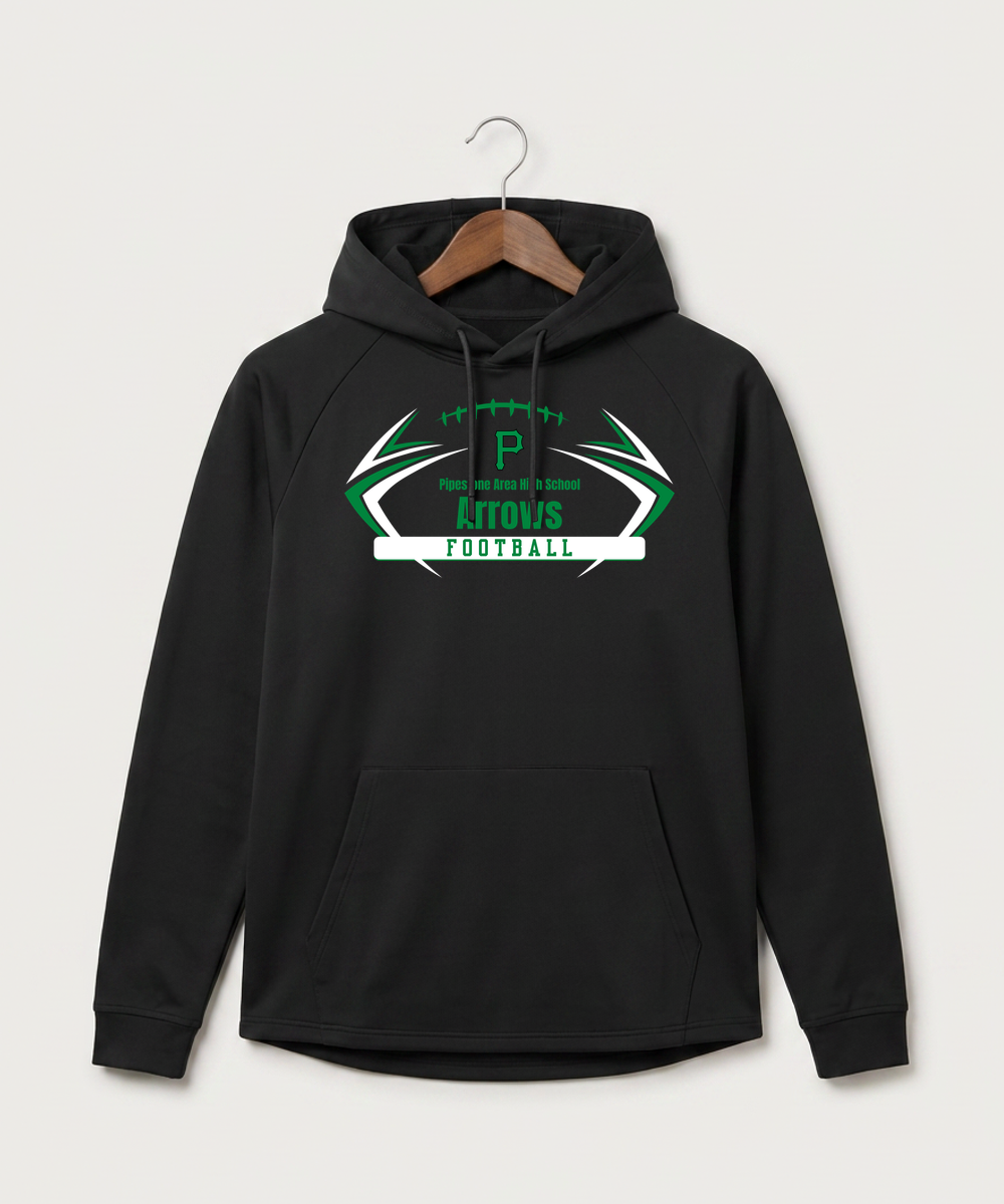 Pipestone Area High School Football (Boys) - Black Hoodie - Full Front