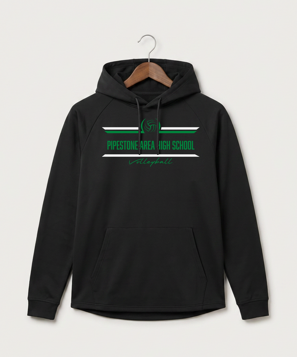 Pipestone Area High School Volleyball (Girls) - Black Hoodie - Full Front