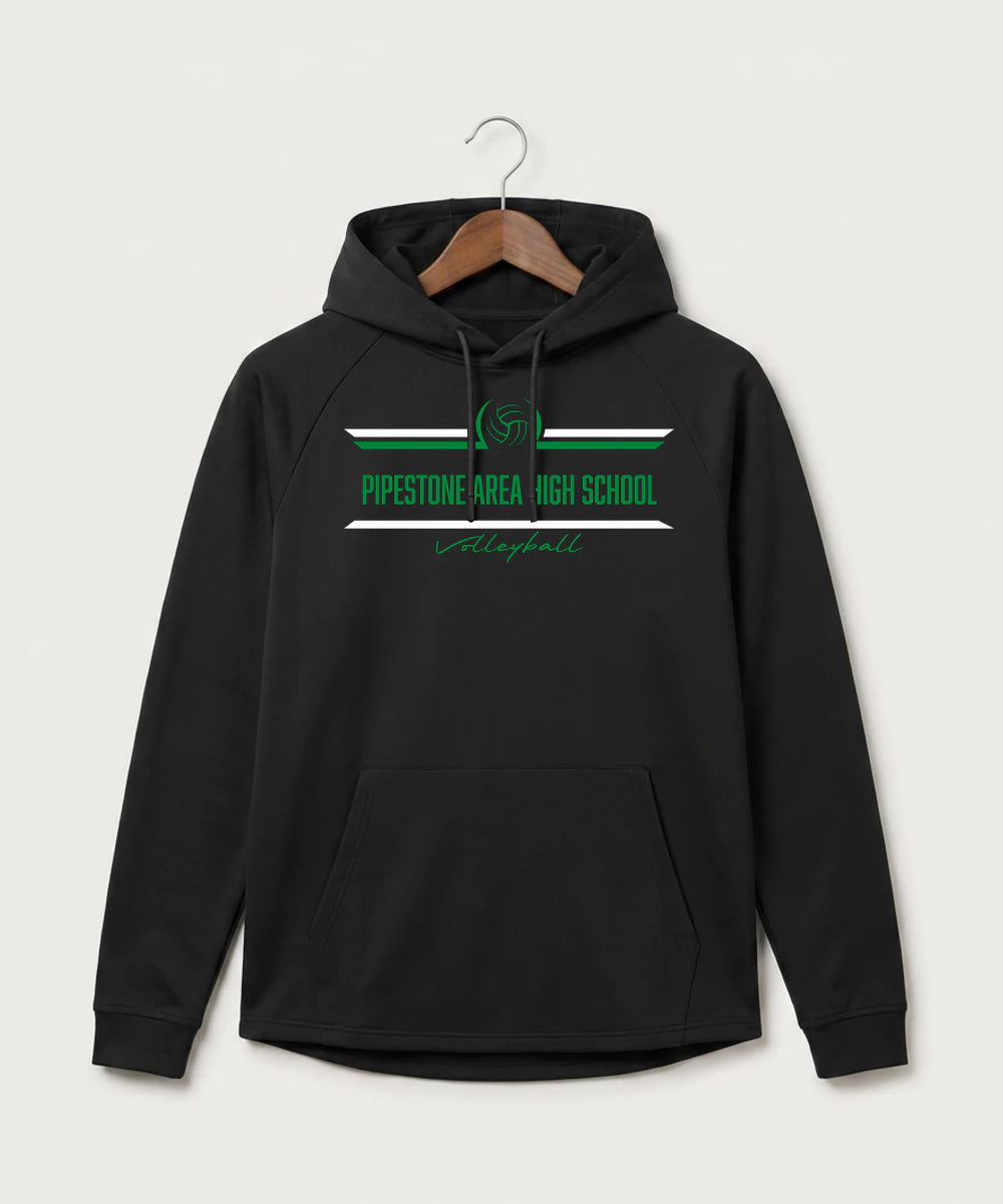 Pipestone Area High School Volleyball (Girls) - Black Hoodie - Full Front