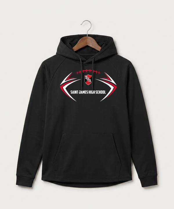 Saint James High School Football (Boys) - Black Hoodie - Full Front