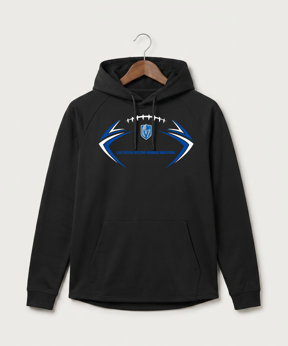 Lake Crystal-Welcome-Memorial High School Football (Boys) - Black Hoodie - Full Front