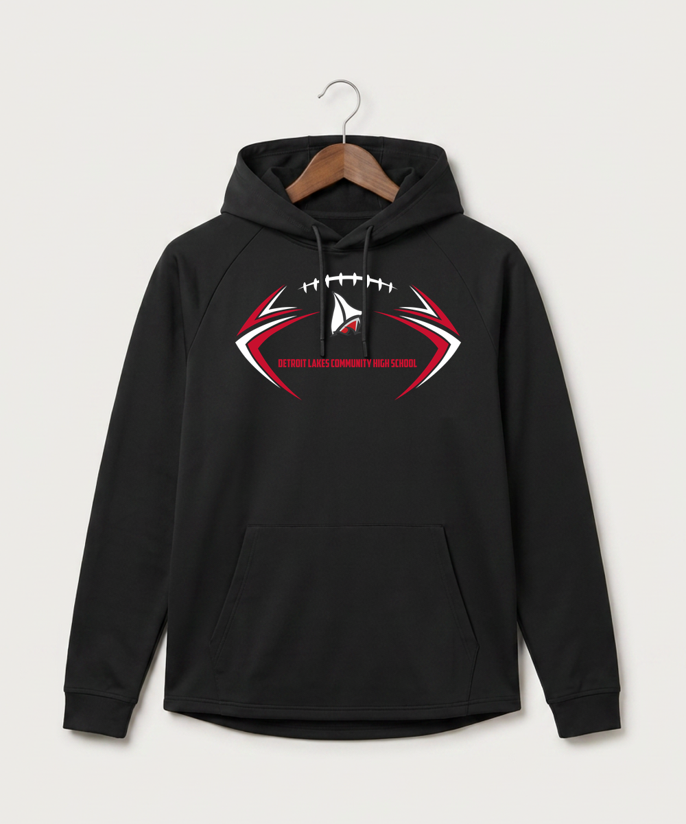 Detroit Lakes Community High School Football (Boys) - Black Hoodie - Full Front
