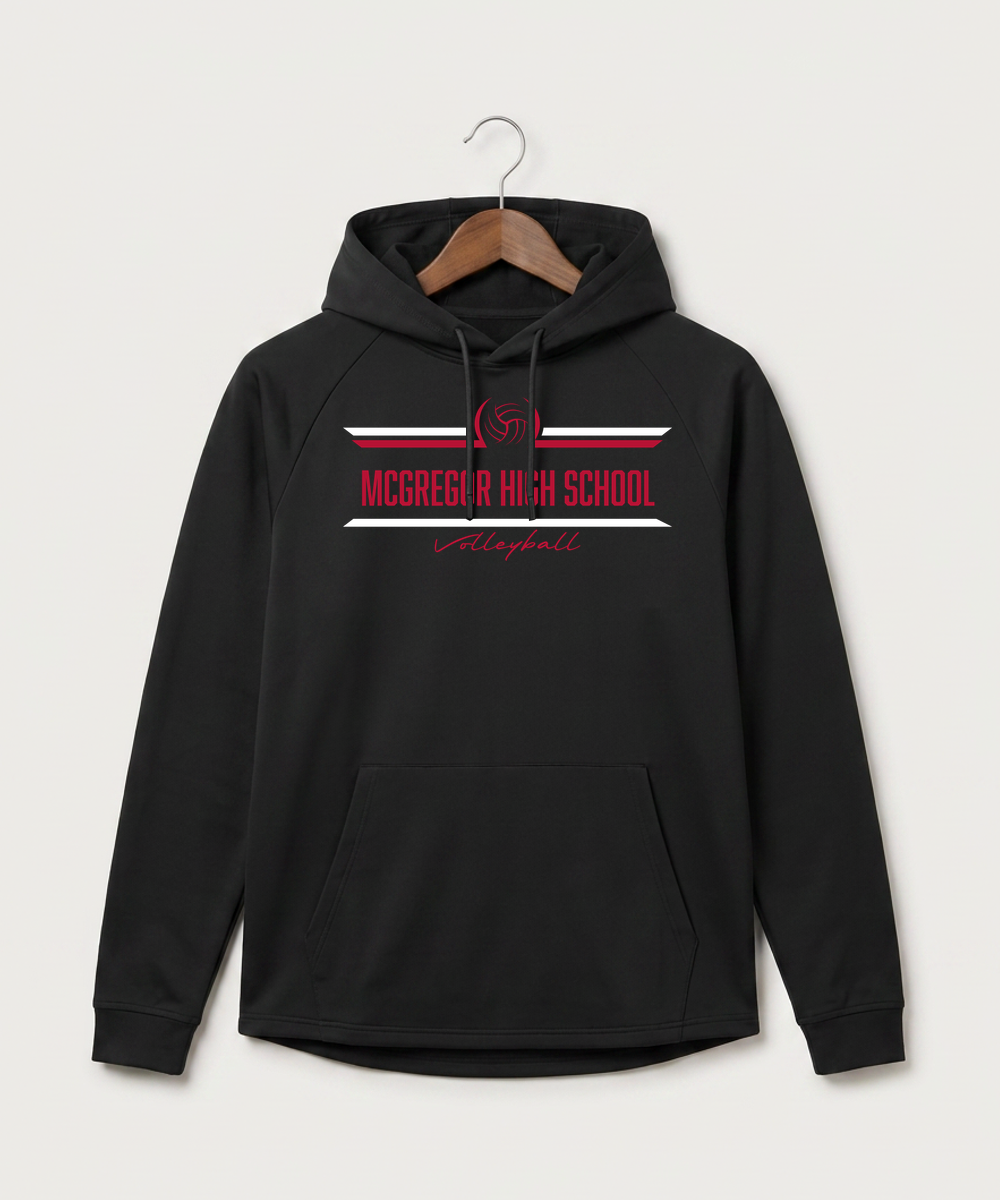 Mcgregor High School Volleyball (Girls) - Black Hoodie - Full Front