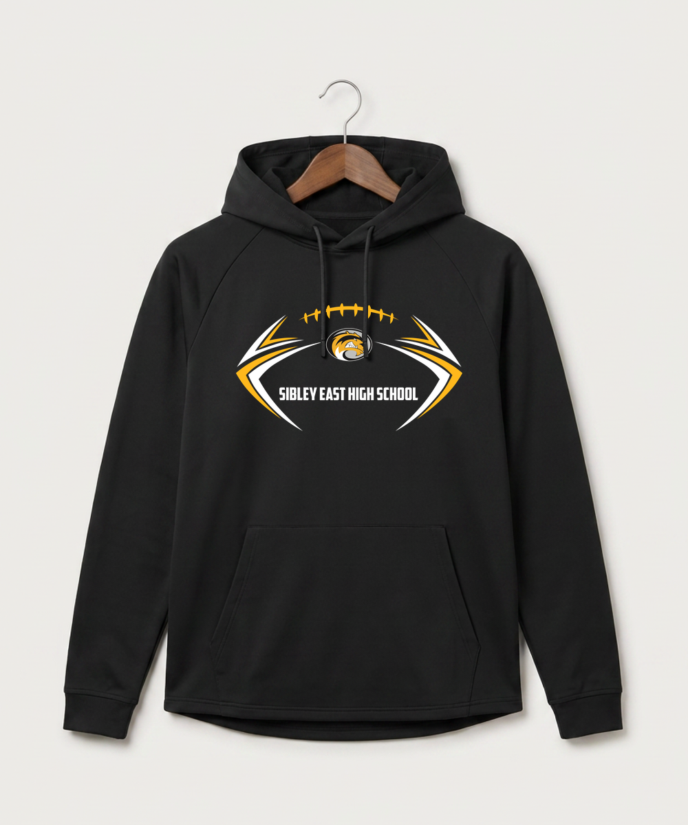 Sibley East High School Football (Boys) - Black Hoodie - Full Front
