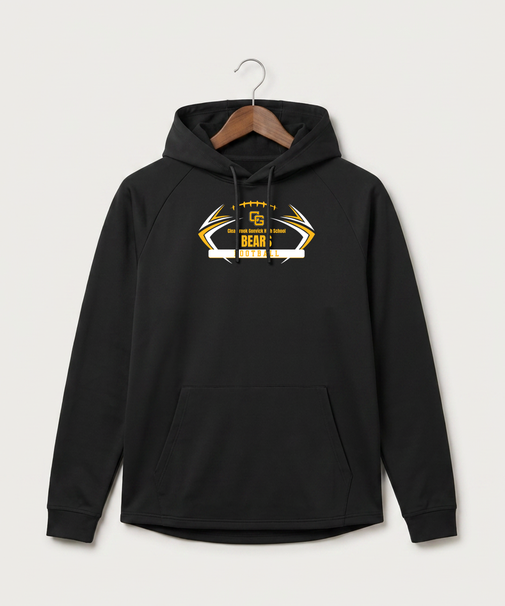 Clearbrook Gonvick High School Football (Boys) - Black Hoodie - Full Front
