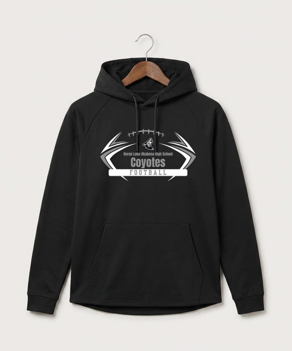 Heron Lake-Okabena High School Football (Boys) - Black Hoodie - Full Front