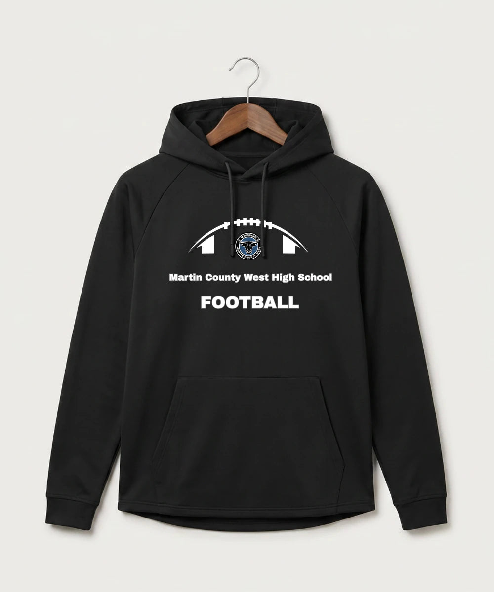 Martin County West High School Football (Boys) - Black Hoodie - Full Front