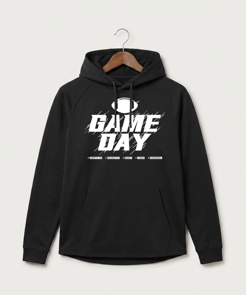 Martin County West High School Football (Boys) - Black Hoodie - Full Front