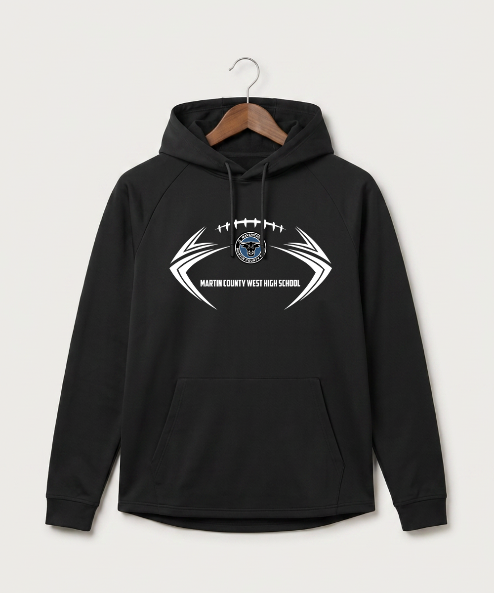 Martin County West High School Football (Boys) - Black Hoodie - Full Front