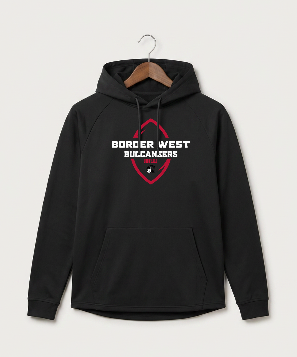 Border West Football (Boys) - Black Hoodie - Full Front