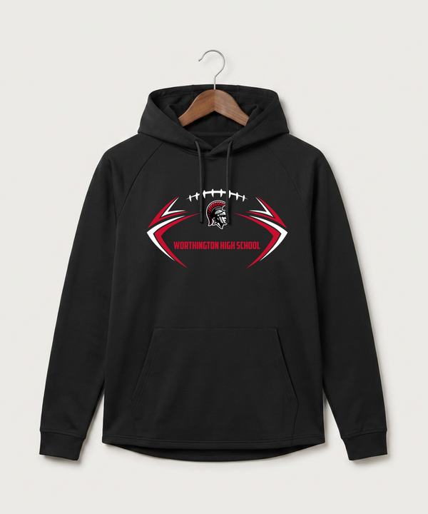 Worthington High School Football (Boys) - Black Hoodie - Full Front