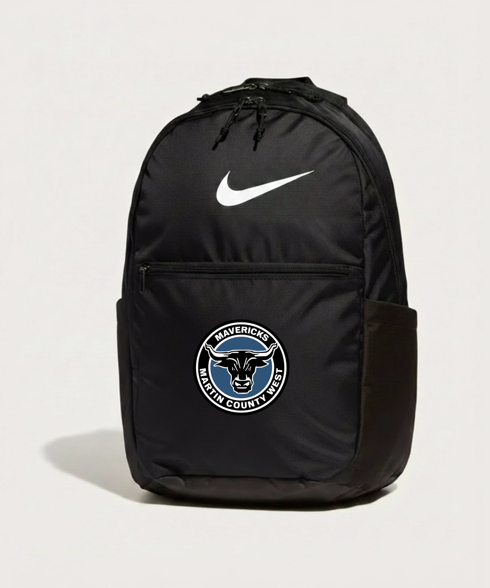 Martin County West High School Football (Boys) - Black Nike Brasilia Medium Backpack NKDH7709