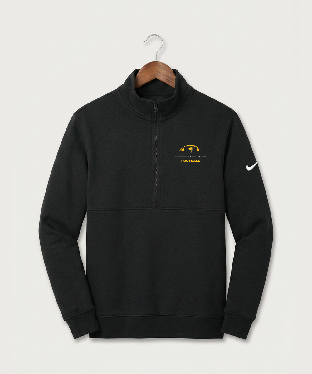 Howard Lake Waverly Winsted High School Football (Boys) - Black Nike Club Fleece Sleeve Swoosh 1/2-Zip NKDX6718