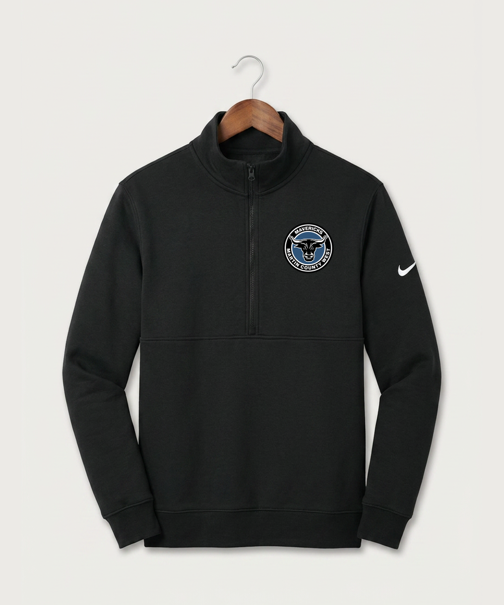 Martin County West High School Football (Boys) - Black Nike Club Fleece Sleeve Swoosh 1/2-Zip NKDX6718