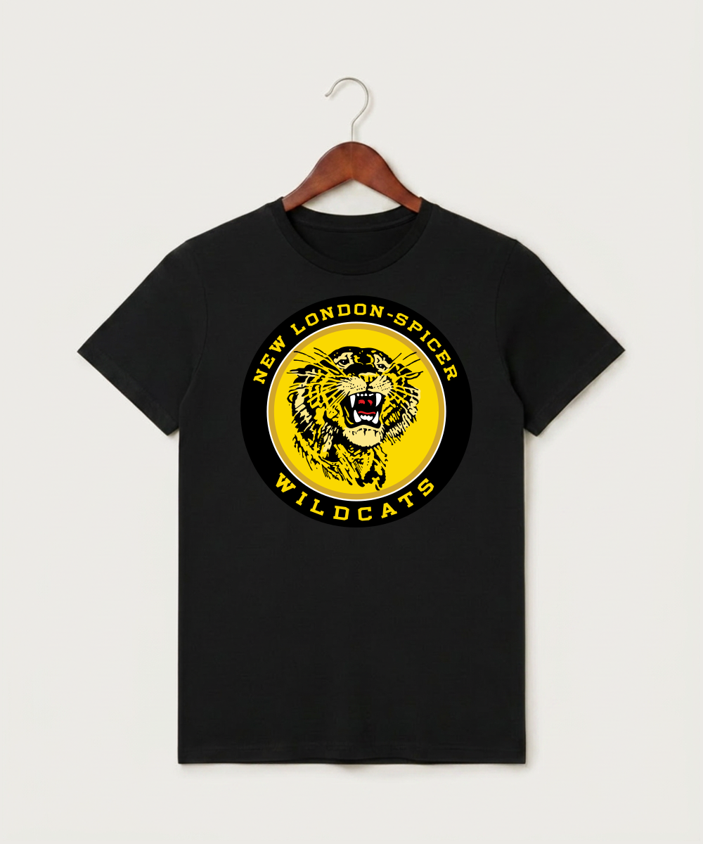 New London Spicer High School Football (Boys) - Black T-Shirt - Full Front