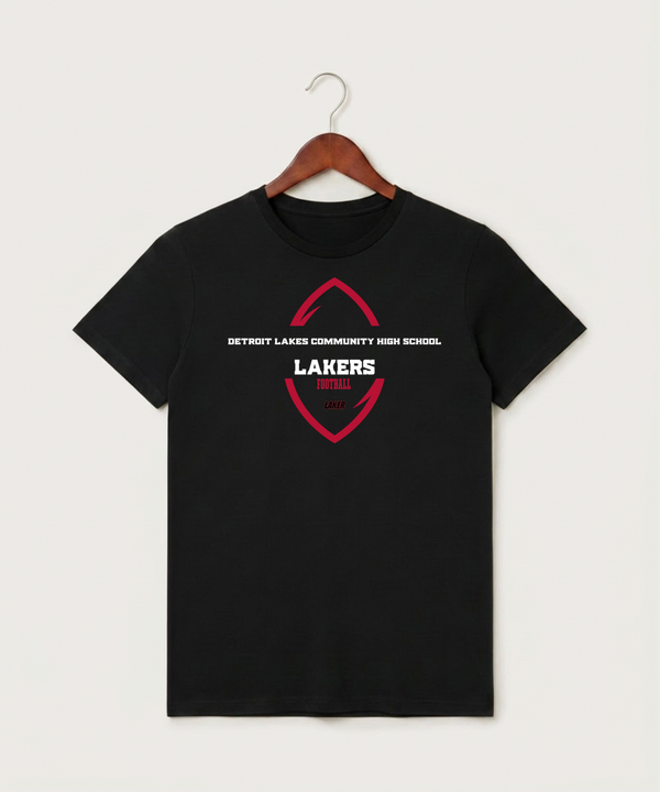 Detroit Lakes Community High School Football (Boys) - Black T-Shirt - Full Front