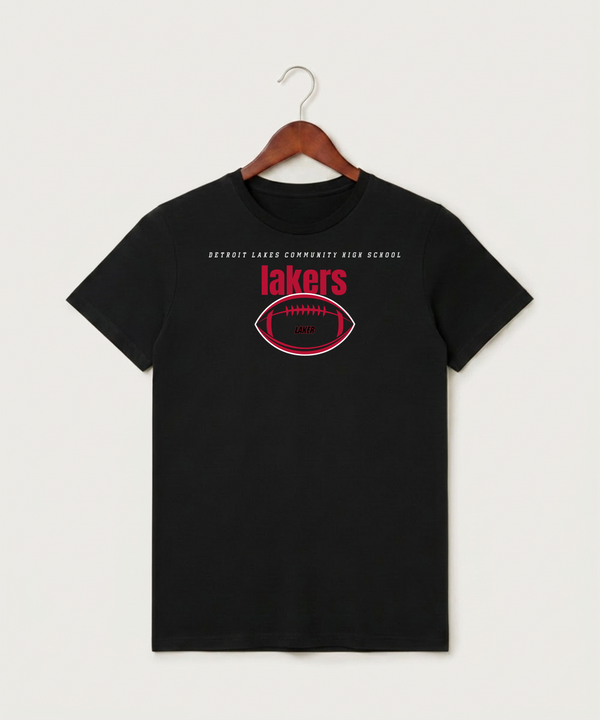 Detroit Lakes Community High School Football (Boys) - Black T-Shirt - Full Front