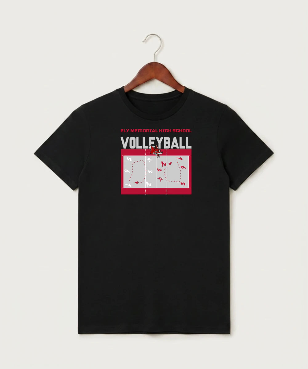 Ely Memorial High School Volleyball (Girls) - Black T-Shirt - Full Front