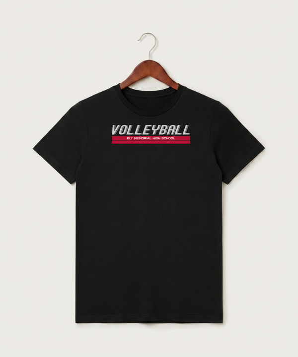 Ely Memorial High School Volleyball (Girls) - Black T-Shirt - Full Front