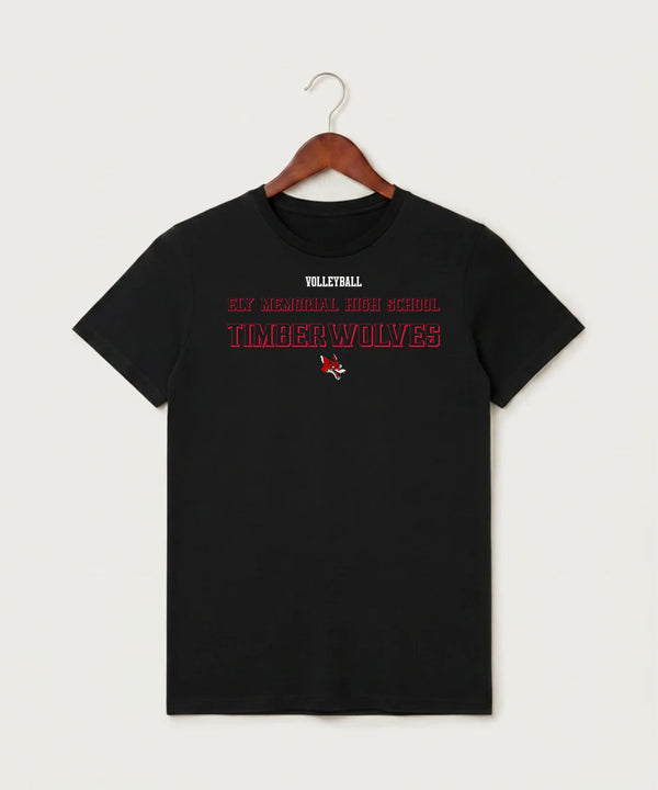 Ely Memorial High School Volleyball (Girls) - Black T-Shirt - Full Front