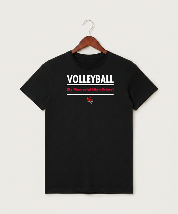 Ely Memorial High School Volleyball (Girls) - Black T-Shirt - Full Front