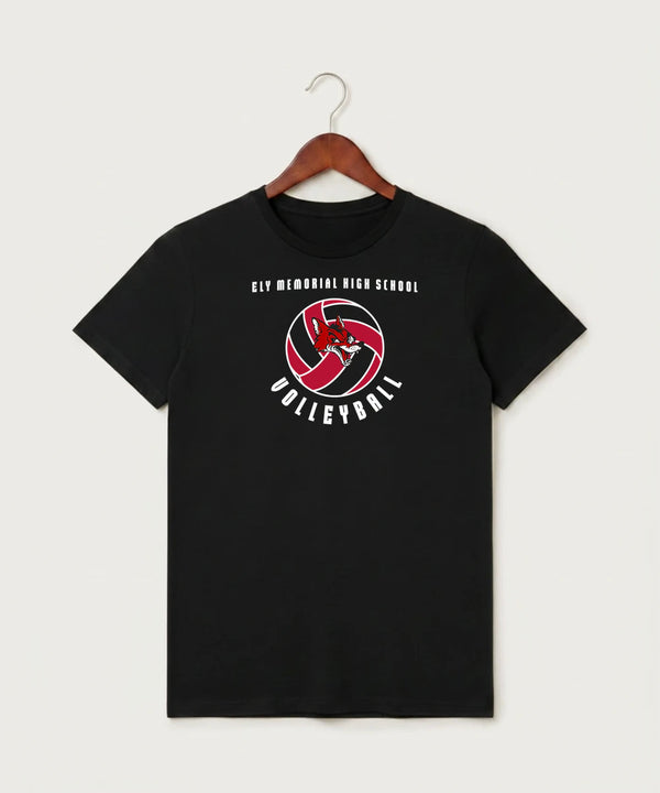 Ely Memorial High School Volleyball (Girls) - Black T-Shirt - Full Front