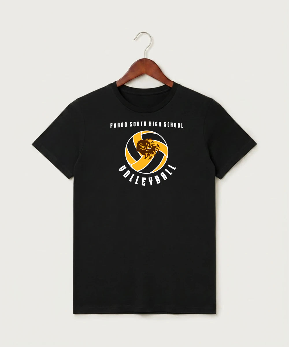 Fargo South High School Volleyball (Girls) - Black T-Shirt - Full Front