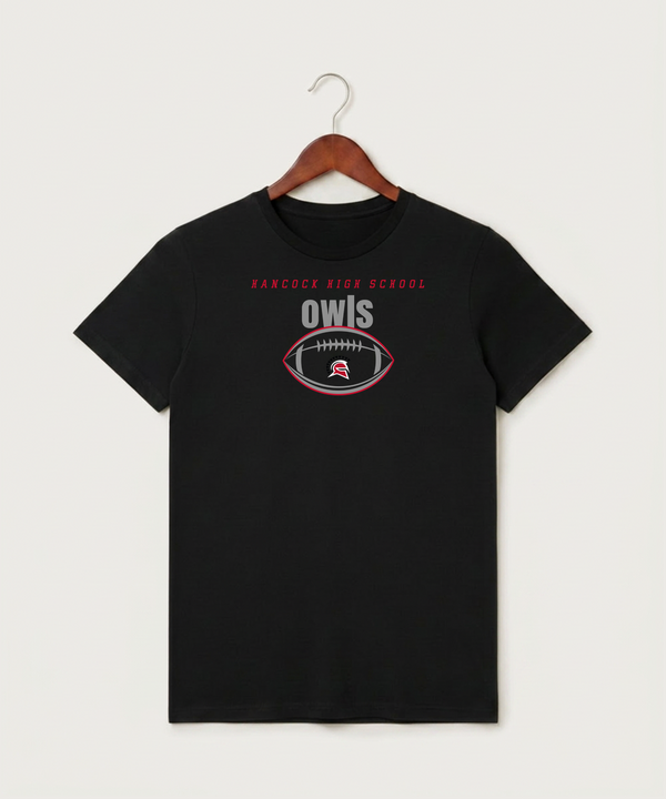 Hancock High School Football (Boys) - Black T-Shirt - Full Front