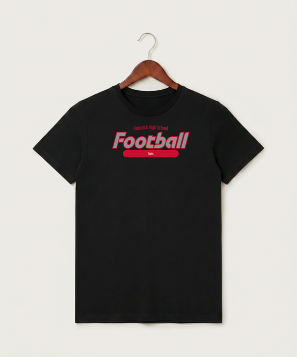 Hancock High School Football (Boys) - Black T-Shirt - Full Front