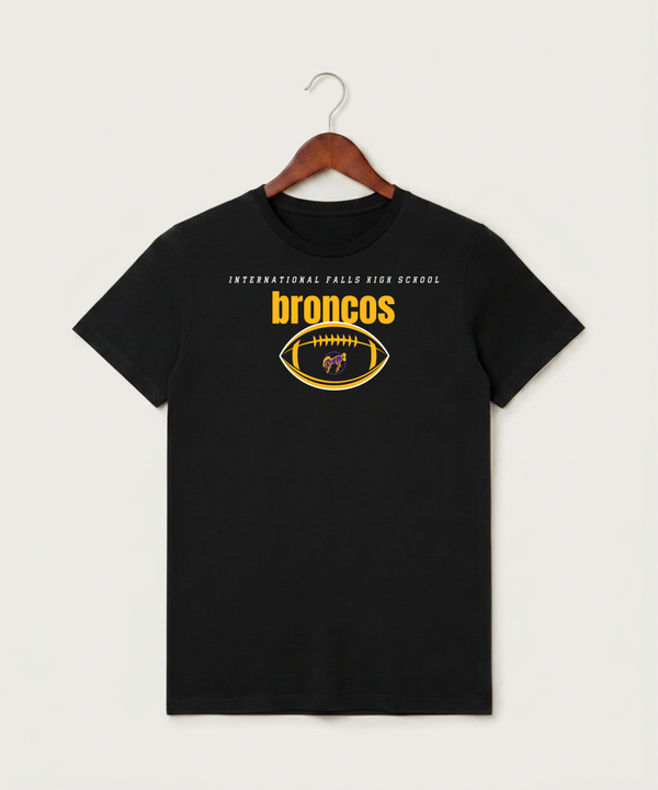 International Falls High School Football (Boys) - Black T-Shirt - Full Front
