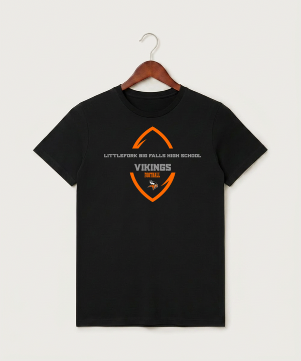 Littlefork Big Falls High School Football (Boys) - Black T-Shirt - Full Front