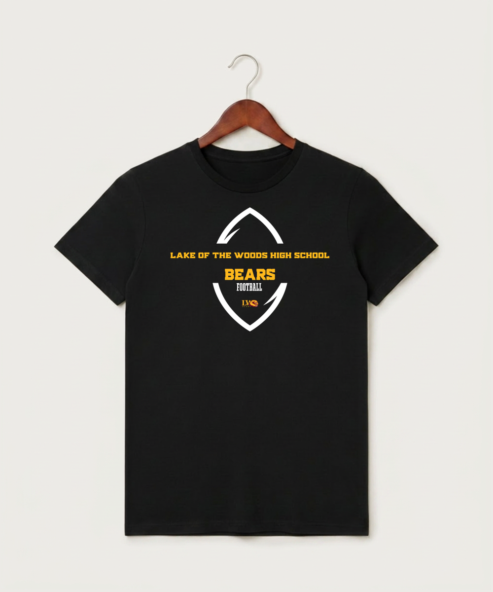 Lake of the Woods High School Football (Boys) - Black T-Shirt - Full Front