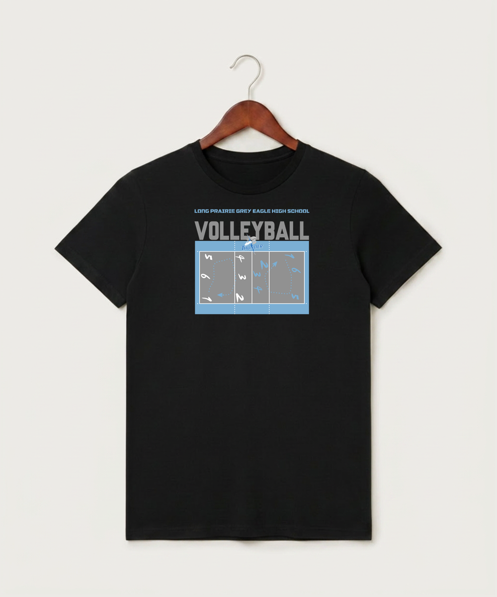 Long Prairie Grey Eagle High School Volleyball (Girls) - Black T-Shirt - Full Front