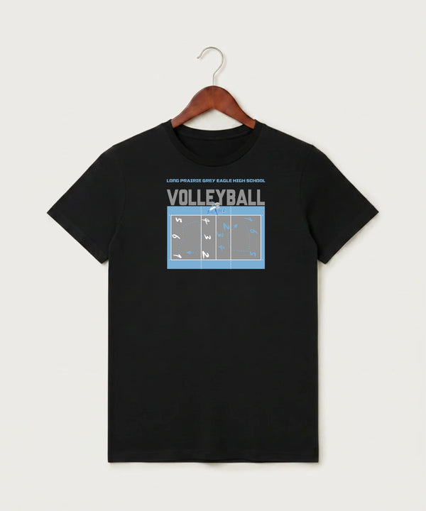 Long Prairie Grey Eagle High School Volleyball (Girls) - Black T-Shirt - Full Front