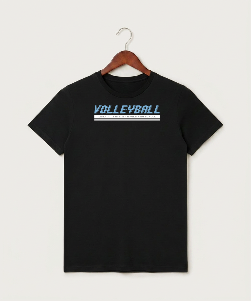 Long Prairie Grey Eagle High School Volleyball (Girls) - Black T-Shirt - Full Front