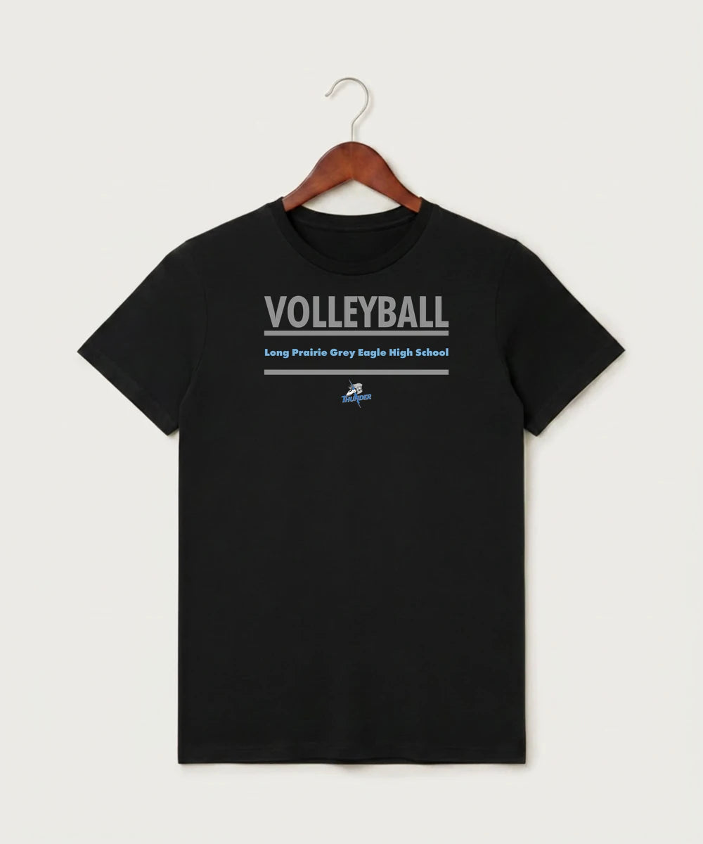 Long Prairie Grey Eagle High School Volleyball (Girls) - Black T-Shirt - Full Front
