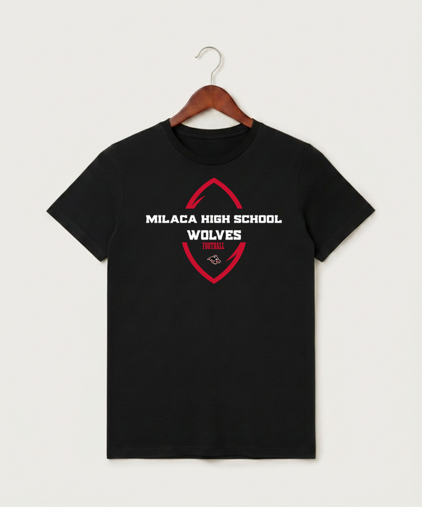Milaca High School Football (Boys) - Black T-Shirt - Full Front