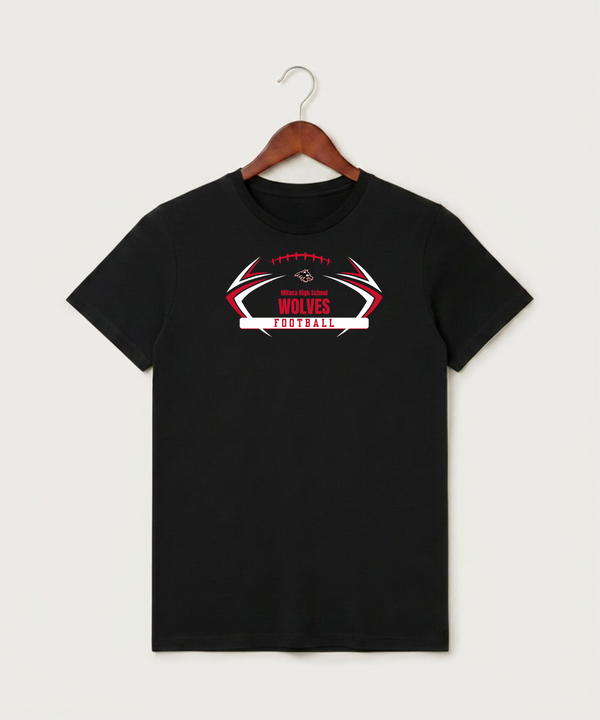 Milaca High School Football (Boys) - Black T-Shirt - Full Front